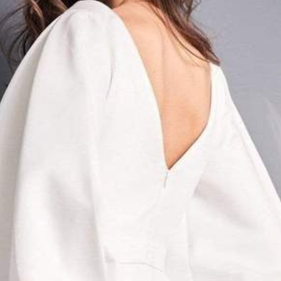 Jovani - Bubble Sleeve V-Neck Cocktail Dress 04370SC - Picture 4 of 5